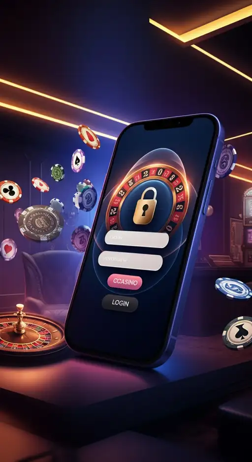 Beveiligde login-interface van Spinfin Casino op mobiel en computer met een onderwaterachtergrond